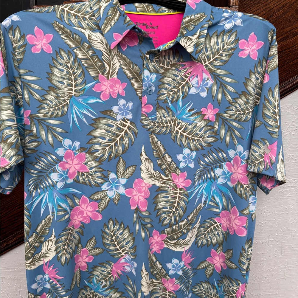 XL Birdie Bound Golf Tropical Floral Men's Shirt new